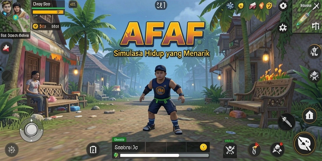 Screenshot gameplay AFAF menampilkan serunya simulasi kehidupan sehari-hari.