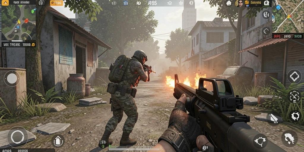 Tampilan gameplay seru dari API66 dalam pertempuran TPS.