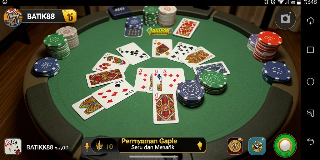 Tampilan utama gameplay Gaple di BATIK88 yang seru.