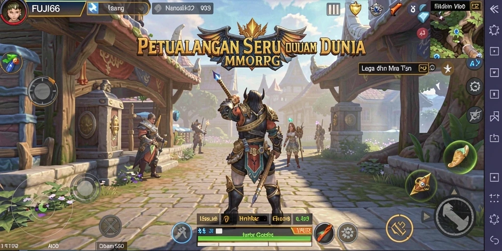 Screenshot gameplay FUJI66 yang menampilkan pertarungan epik di dunia MMORPG.