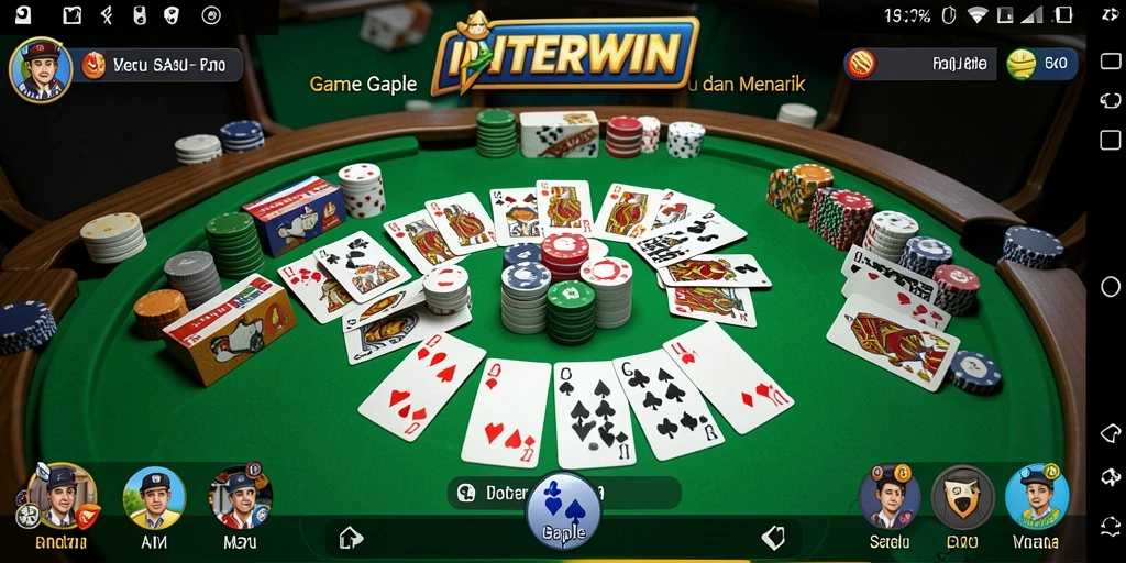 Screenshot INTERWIN menampilkan gameplay Gaple yang seru dan interaktif.