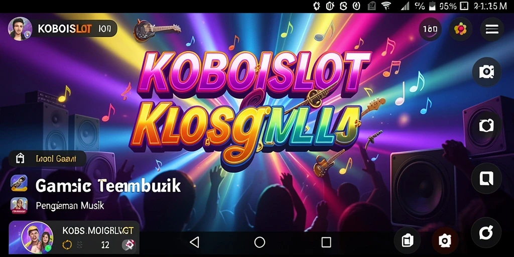 Screenshot tampilan menarik dari gameplay KOBOISLOT yang menyuguhkan musik.