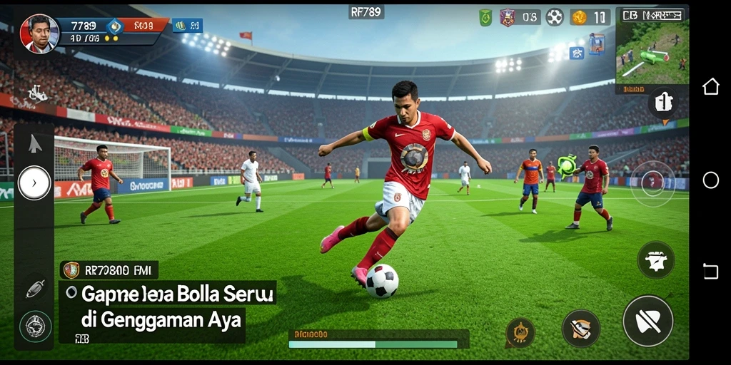 Tampilan gameplay RR789 dengan aksi sepak bola yang seru.
