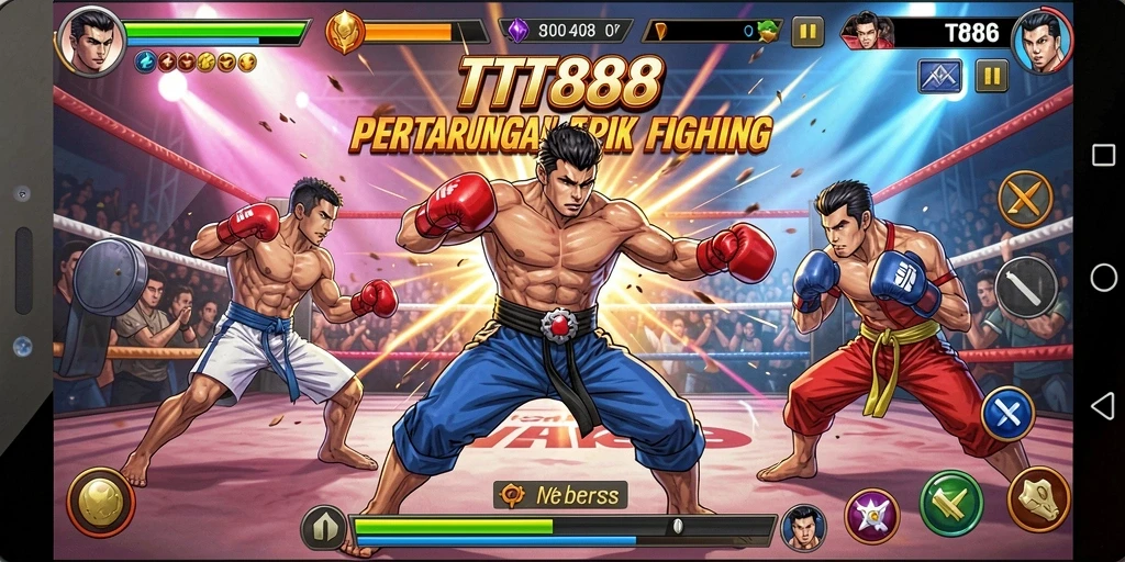 Gameplay TTT888 yang intens dengan pertarungan seru dan karakter unik.